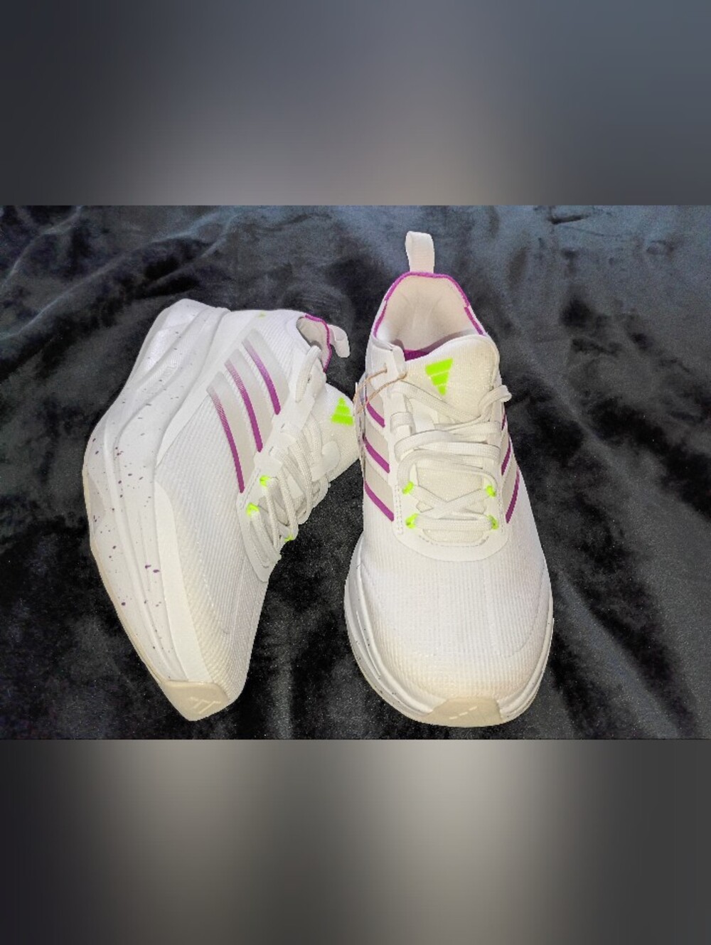 Adidas Women's White Running Shoes with Purple Accents